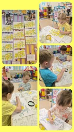 Рисование на тему: "Веточки мимозы"