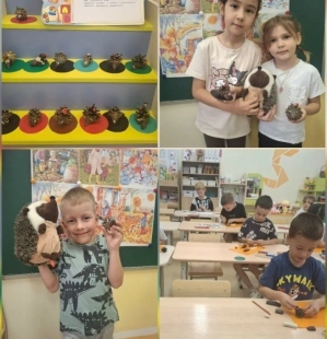 Лепка на тему "Ёжики"
